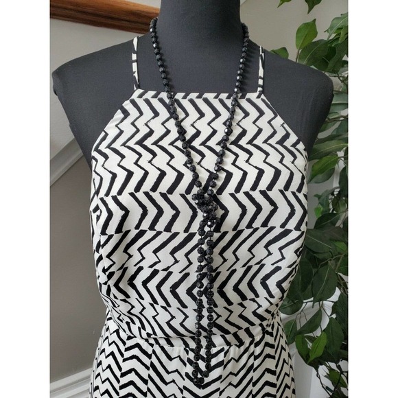 Forever 21 Women's Black & White 100% Polyester Strappy Long Maxi Dress Size L - Picture 2 of 10